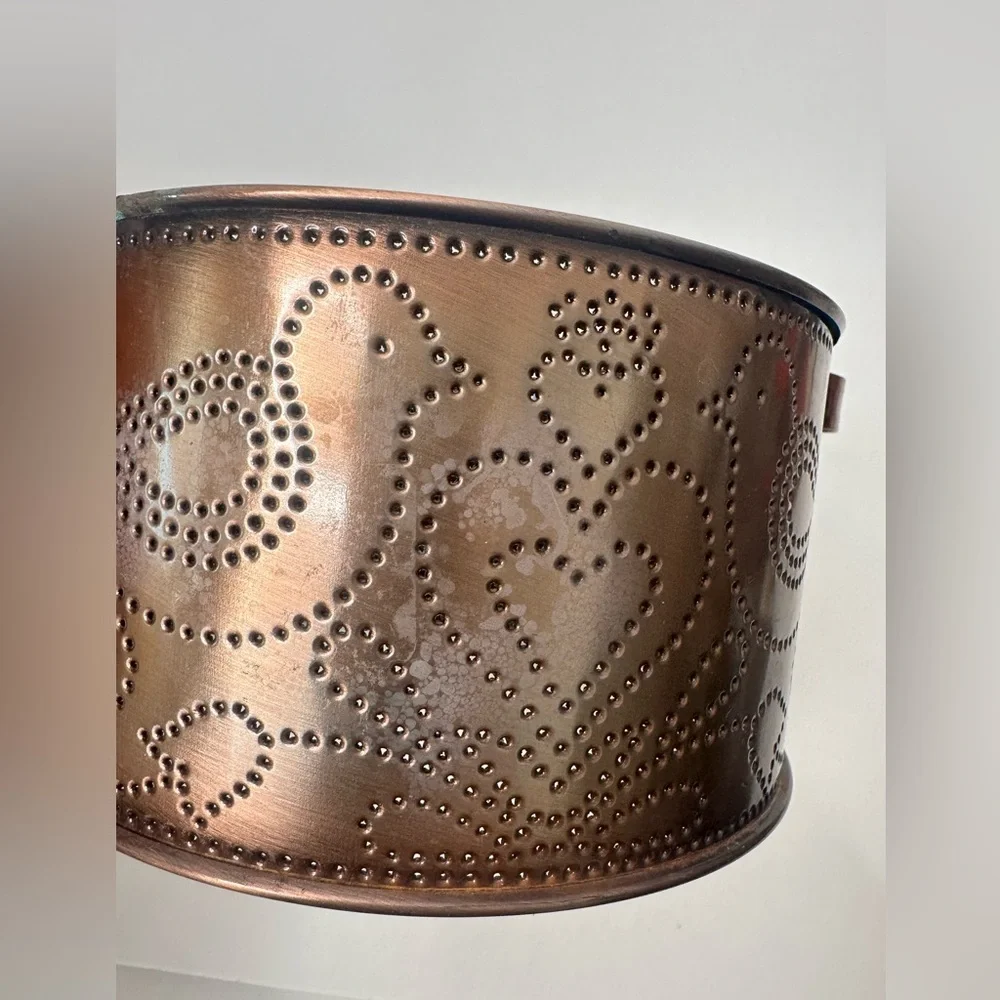 Vintage Punched Copper Casserole Dish 6 1/2